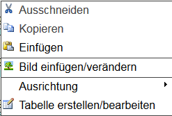 Hier wird das Kontextmenü des Editors gezeigt